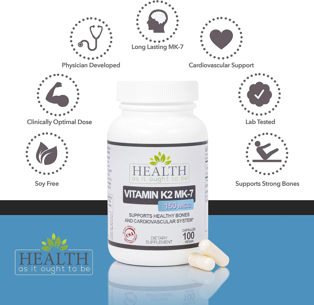 Mejor vitamina K2 MK-7 de 150 mcg, 100 cápsulas, forma más efectiva...