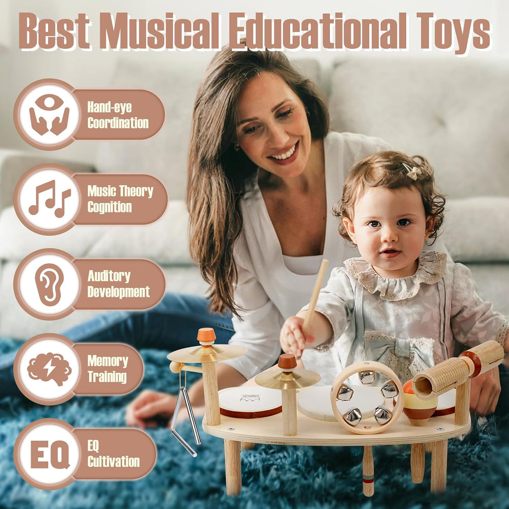 Vanplay Kids Drum Set, Montessori Toys para 2 3 Year Old Boy Girl Gifts