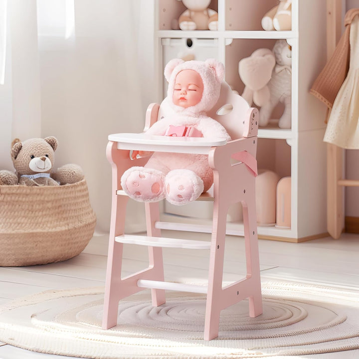 ROBUD Silla alta de muñeca de bebé, silla alta de juego de simulaci...