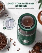 SHARDOR Molinillo de café eléctrico de hoja súper silenciosa, perilla giratoria de control de molienda temporizada, ajustable grueso a fino para granos de café, especias y hierbas, con 2 cuencos de