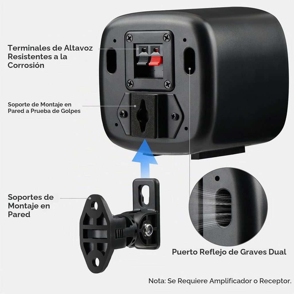 Altavoces pasivos para estantería Saiyin, necesita amplificador o receptor para funcionar