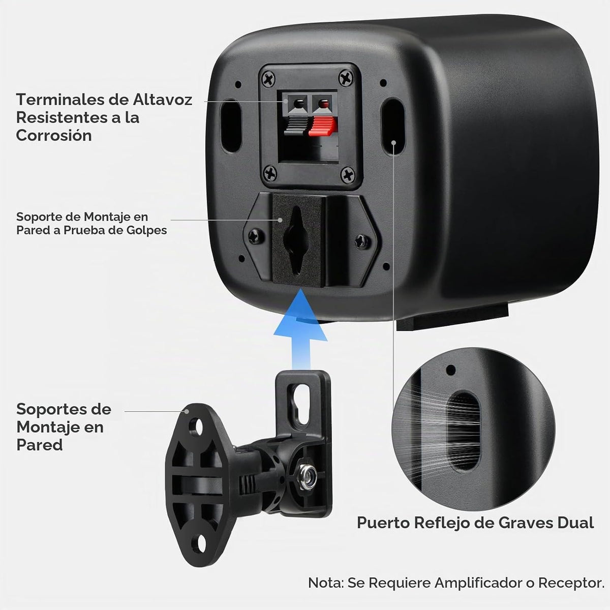 Altavoces pasivos para estantería Saiyin, necesita amplificador o receptor para funcionar