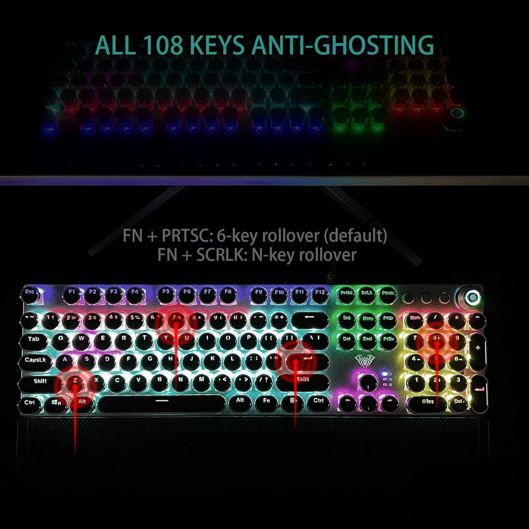 AULA F2088 Teclado mecánico para juegos estilo máquina de escribir,...