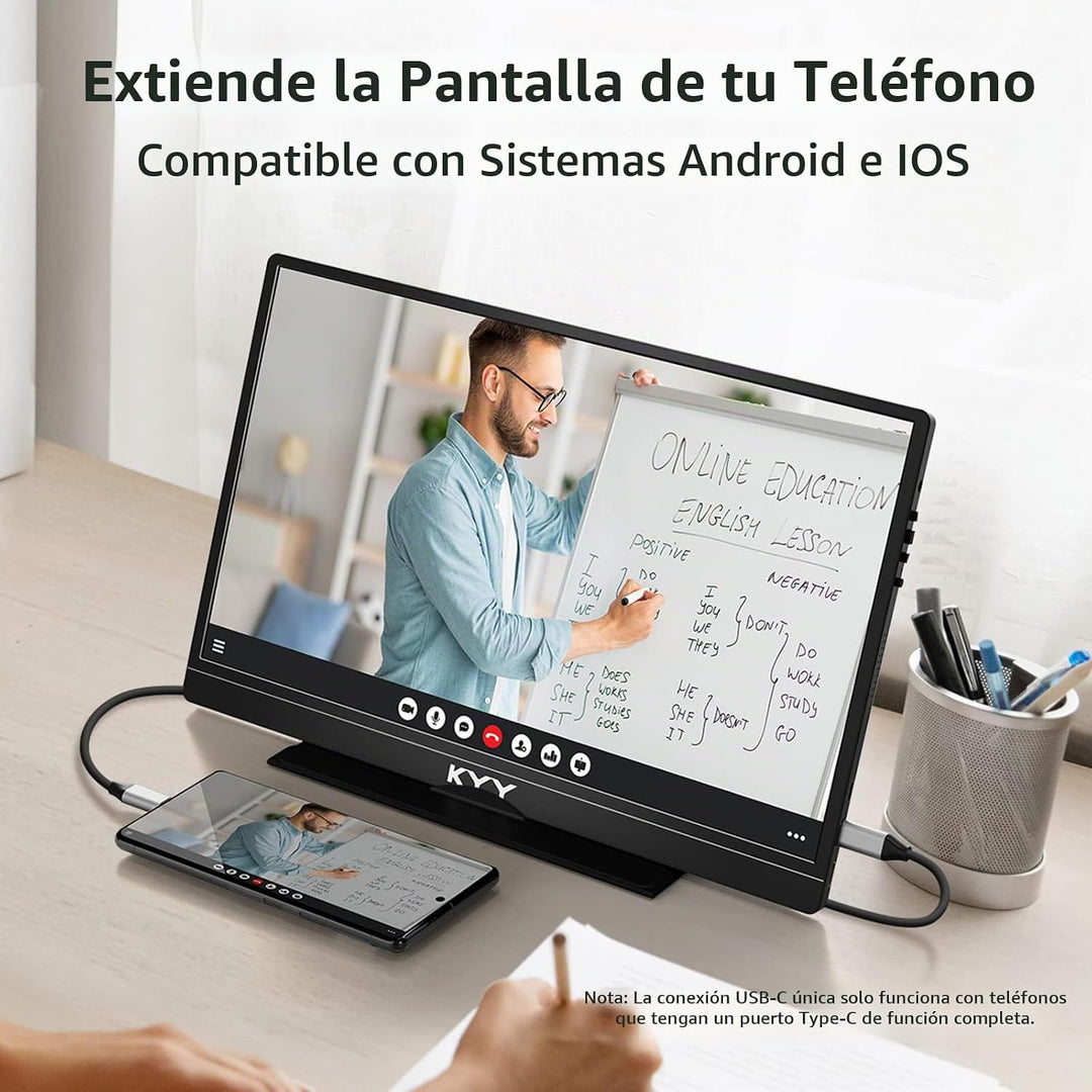 KYY Monitor portátil 15.6 '' 1080P Monitor portátil para po...