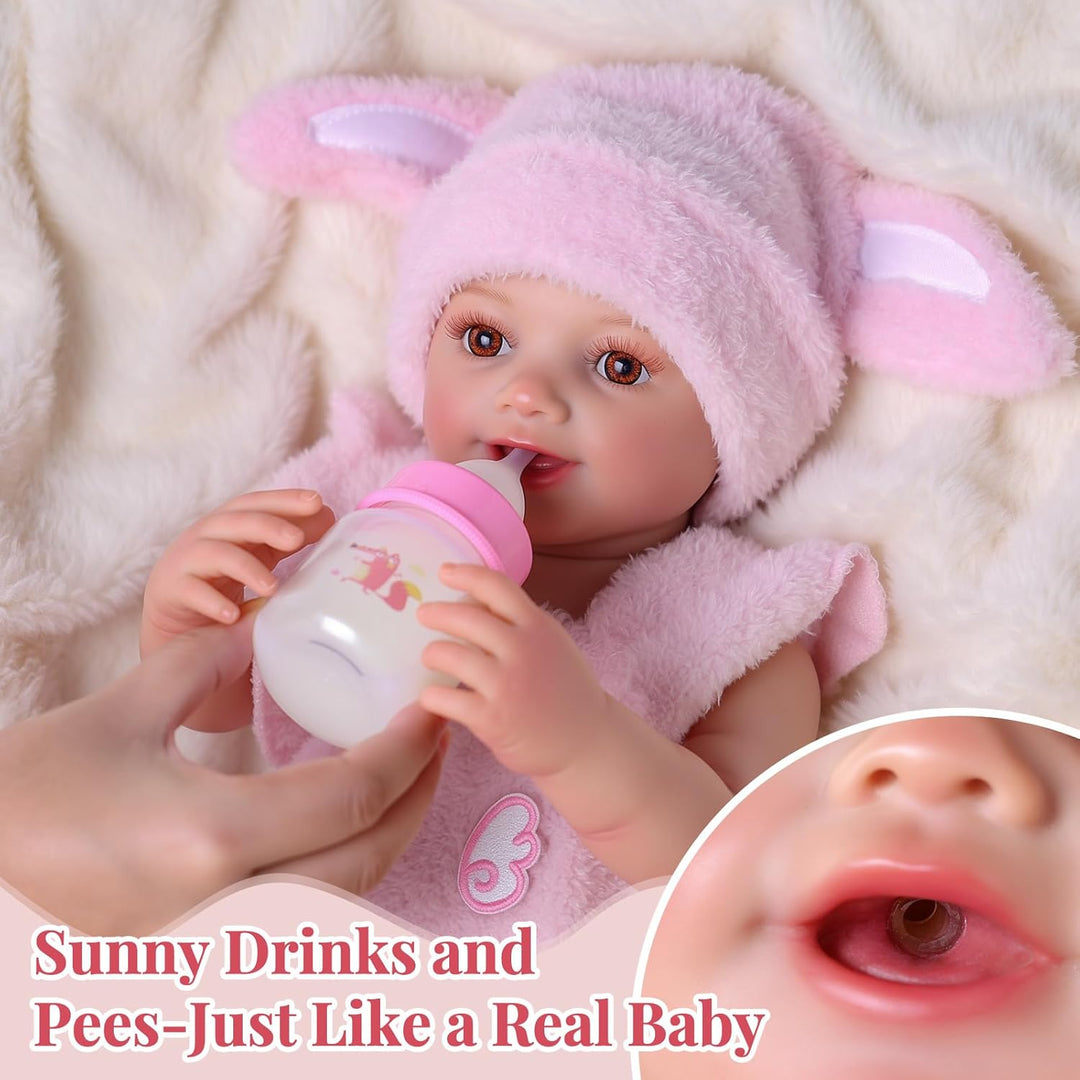 BABESIDE Drink and Wet Reborn Baby Dolls Girl - Muñeca de vinilo su...