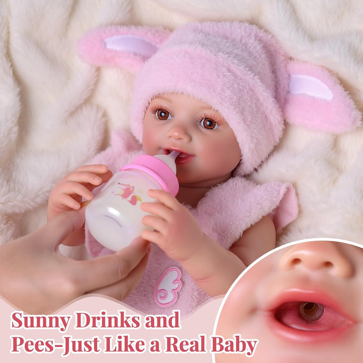 BABESIDE Drink and Wet Reborn Baby Dolls Girl - Muñeca de vinilo su...