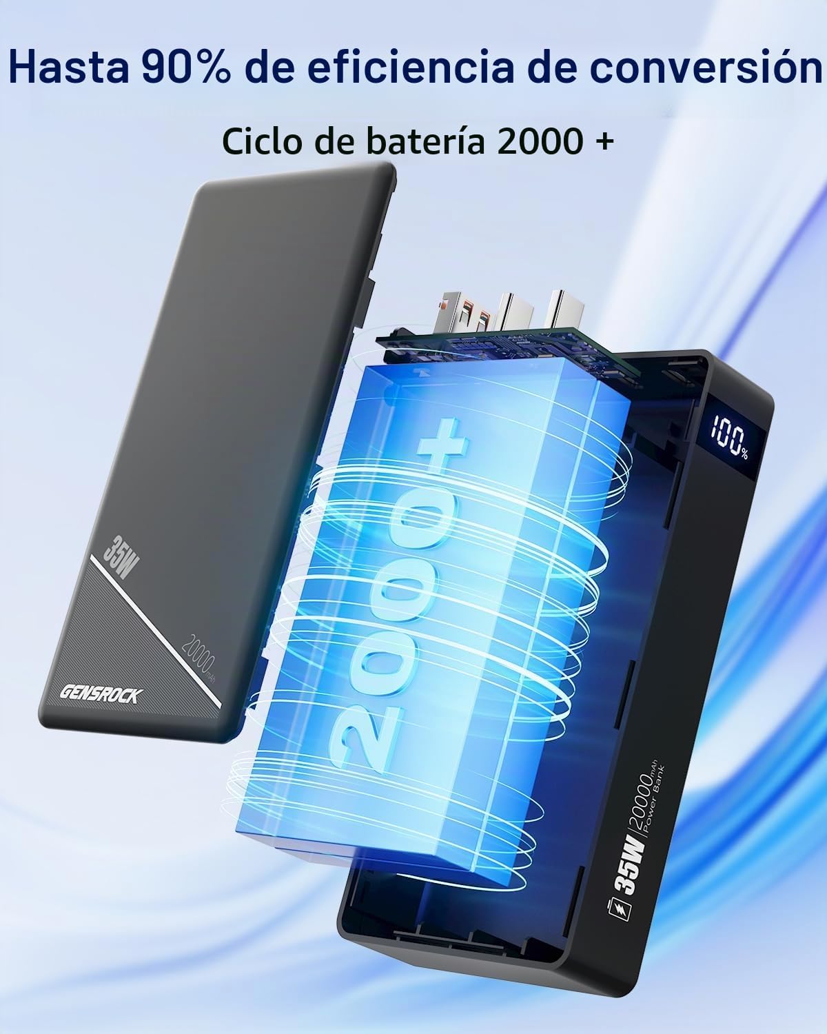 GENSROCK Cargador portátil de 20000 mAh, PD 35 W, cargador de bater...