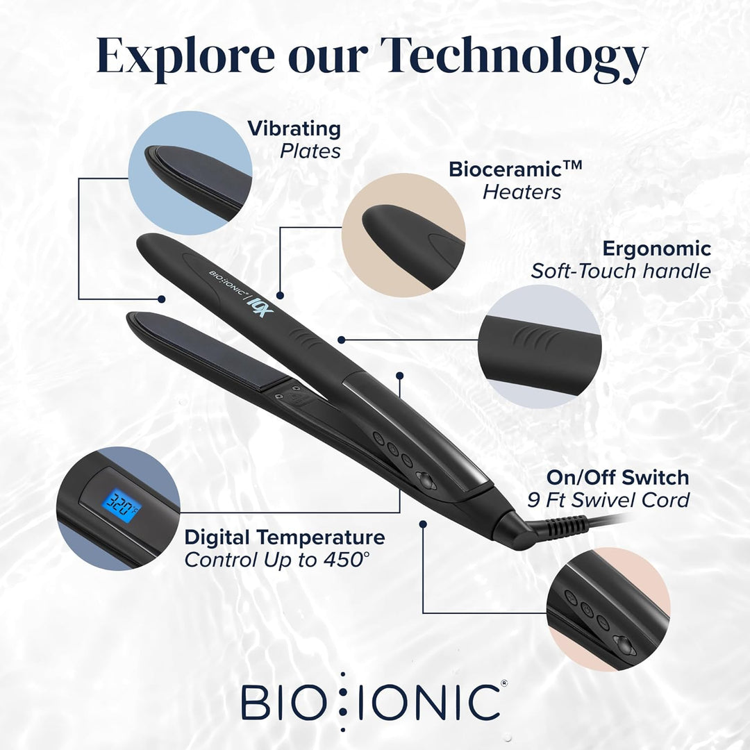 Bio Ionic Plancha de peinado 10X, plancha de pelo de 1 pulgada con...