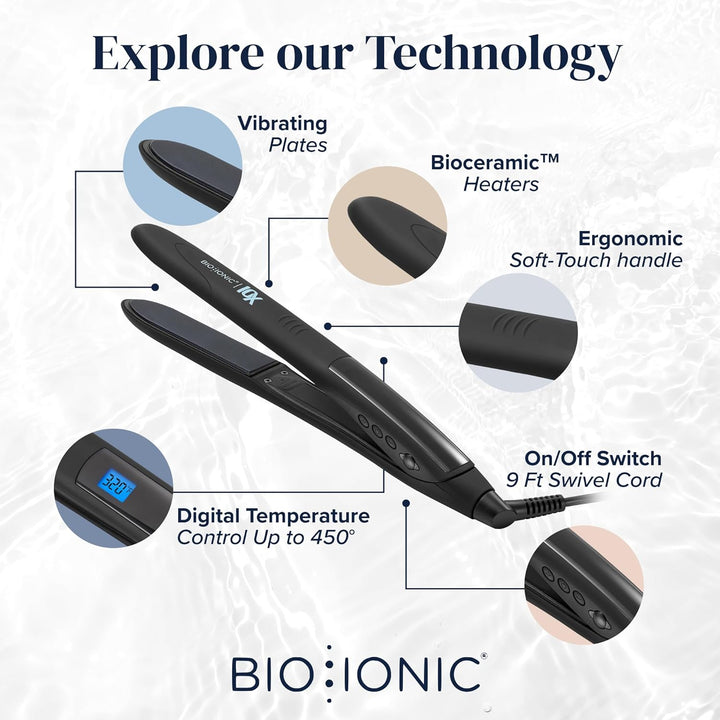 Bio Ionic Plancha de peinado 10X, plancha de pelo de 1 pulgada con...
