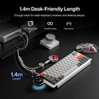 Split Dual 8K Gaming Cable AM Edition 1.4m / 4.6 ft (4.6 pies), conexión dual de alta velocidad, baja latencia, compatible con dispositivos USB tipo C, malla duradera de alambre plateado