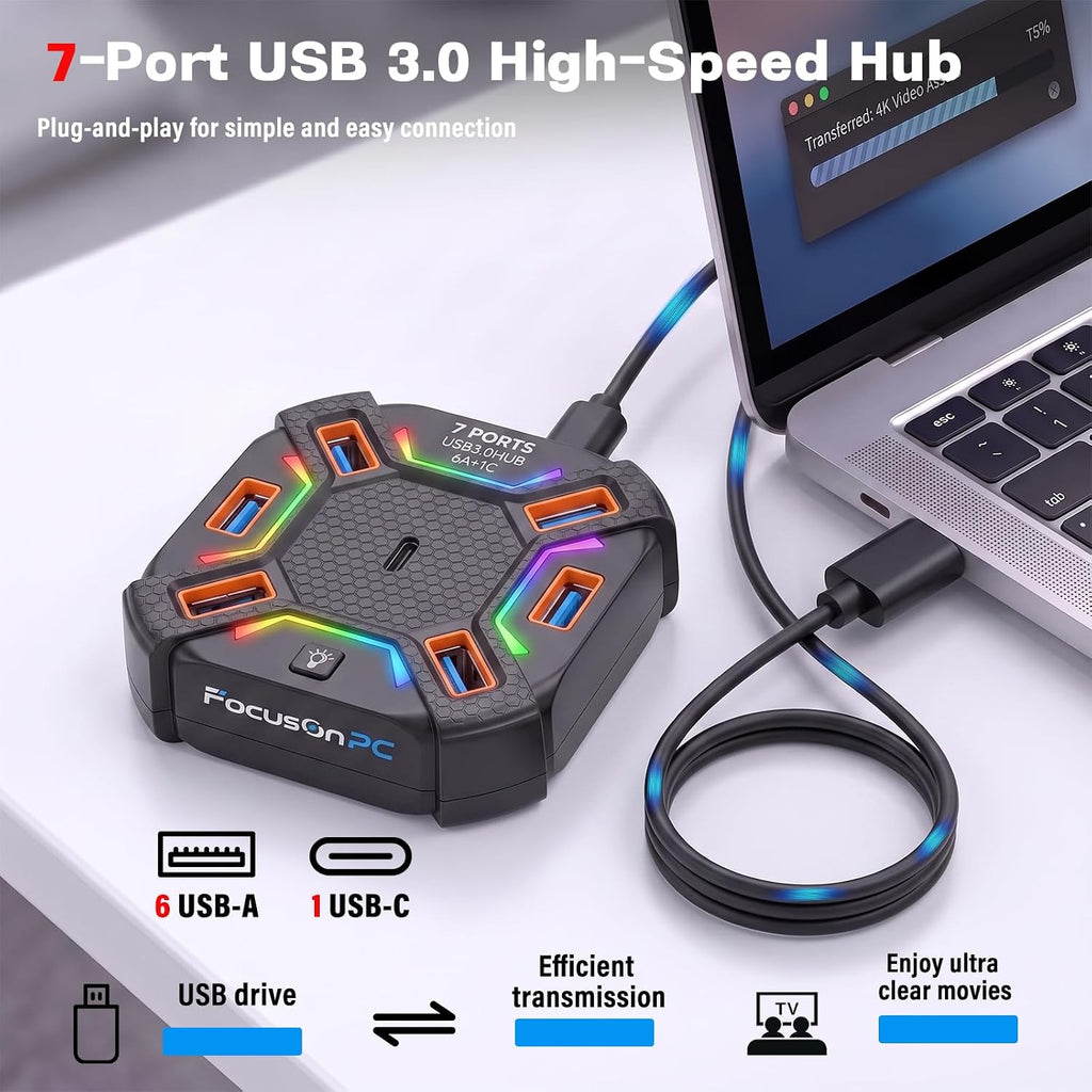 Aitalk, hub USB 3.0 de 7 puertos