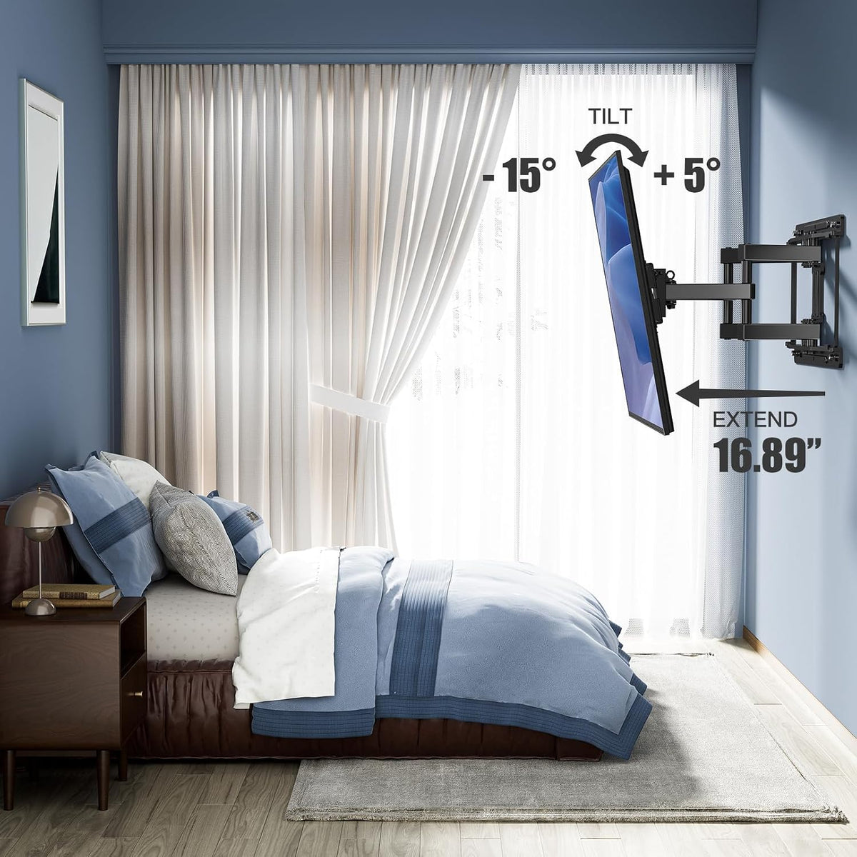 PERLESMITH Soporte de pared para TV de movimiento completo para televisores