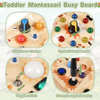 Sanlebi Tablero LED ocupado para niños pequeños de 1 a 3 años, juguete Montessori con interruptor de llave, tablero sensorial de actividad de madera iluminado para habilidades motoras finas, juguete educativo de viaje, regalo para niños y niñas de 1, 2, 3