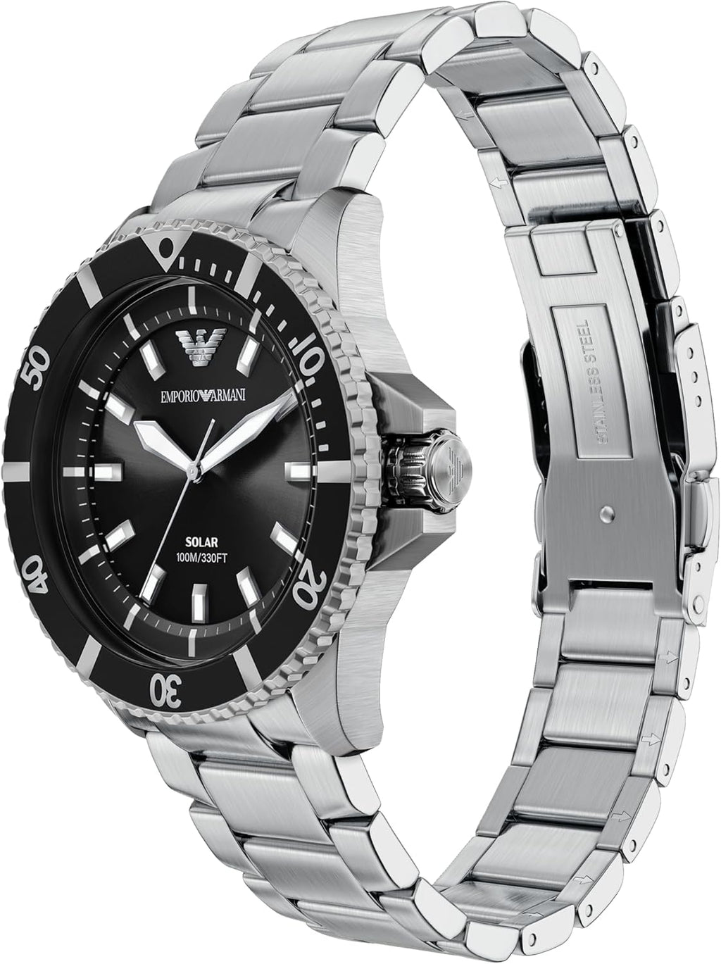 Reloj Emporio Armani World Explorer de acero inoxidable, tres agujas y energía solar