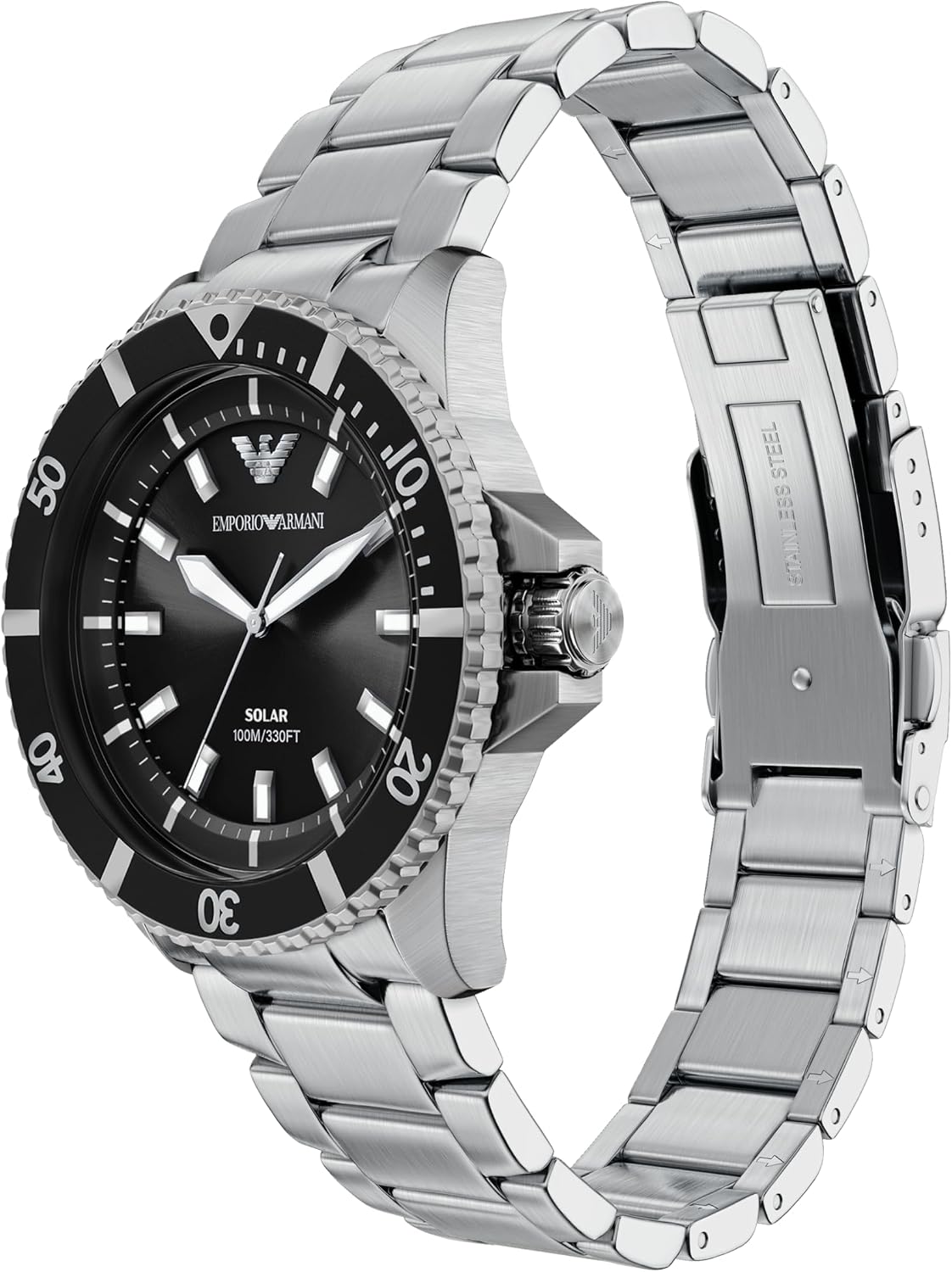 Reloj Emporio Armani World Explorer de acero inoxidable, tres agujas y energía solar