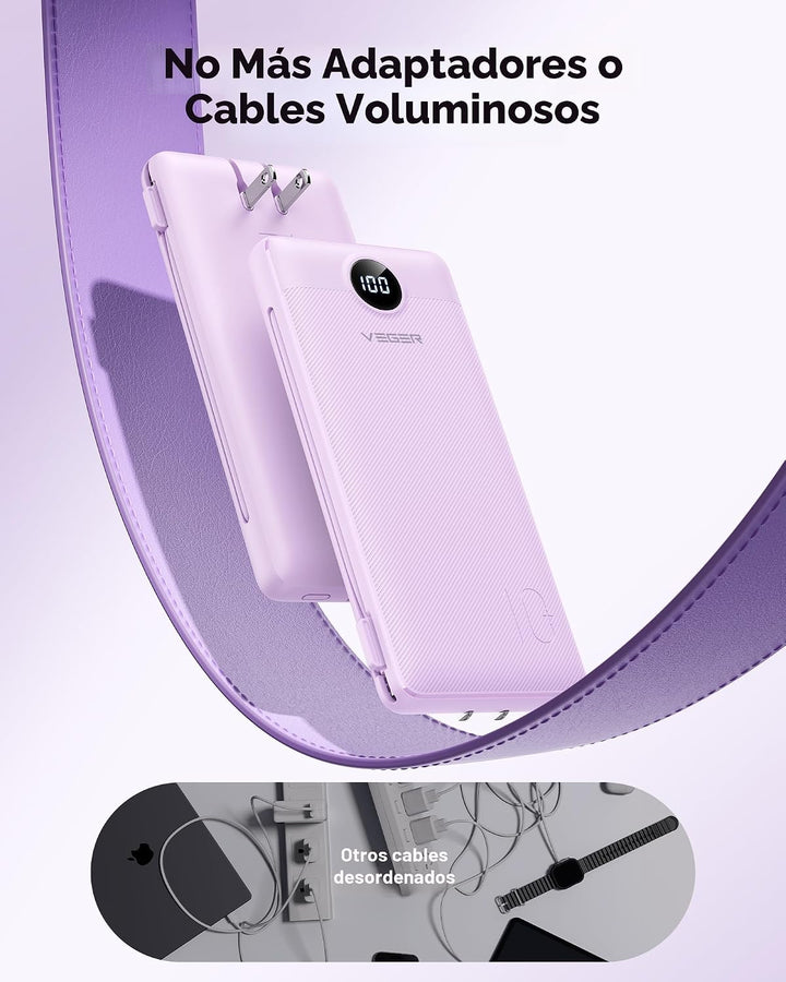 VEGER Cargador portátil, banco de energía de 10000 mAh, enchufe de...