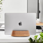 HumanCentric Soporte vertical para laptop en madera de nogal negro, Madera de nogal negra.