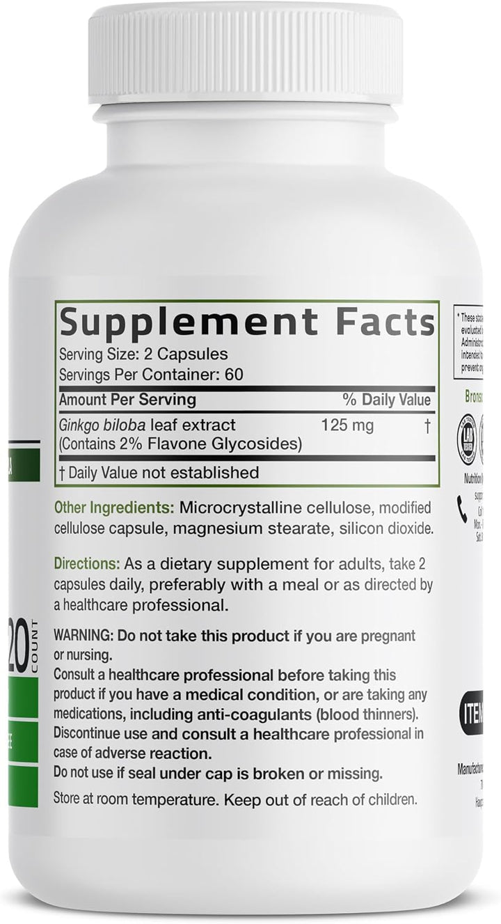 Bronson Ginkgo Biloba Extra Strength Apoya la función cerebral y so...