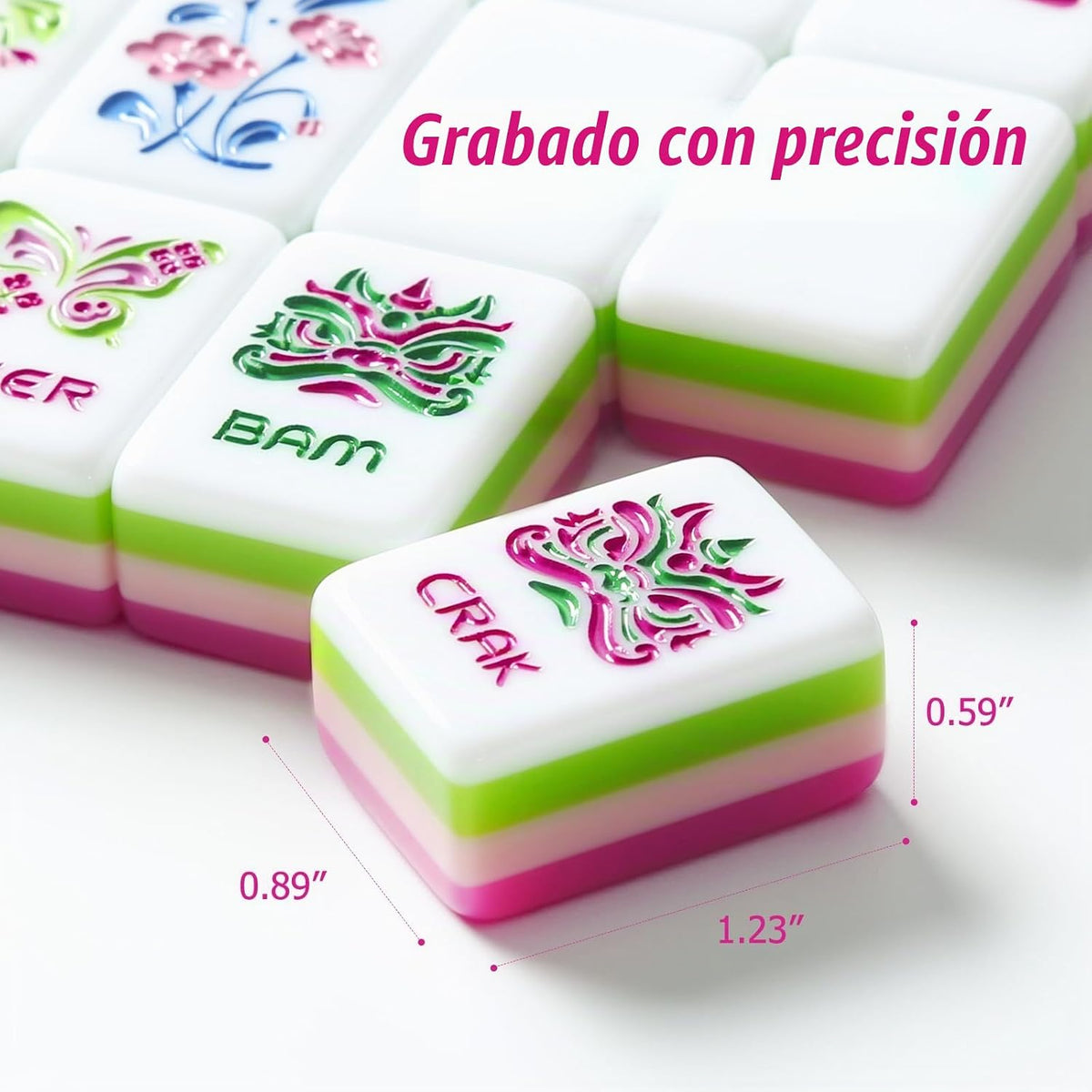 American Mahjong - Juego de azulejos de Mahjong, 160 rosas rosas de 4 capas con 4 dados con bolsa, caja de almacenamiento lista para regalo, juego de azulejos de Mahjong americano, juego de mahjong