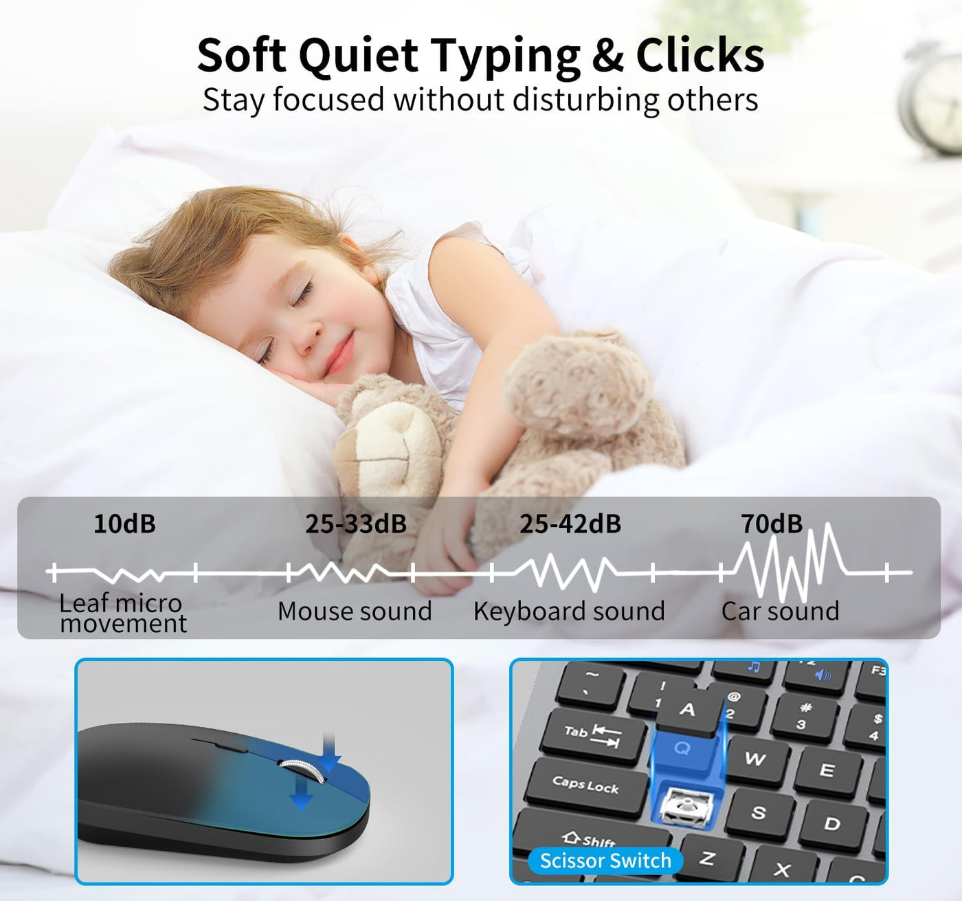 Combo de teclado y mouse inalámbricos, teclado delgado de computado...