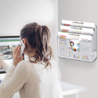 Acrimet Organizador horizontal triple para carpetas de archivos (color cristal transparente)