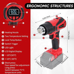 Pistola de calor inalámbrica compatible con batería Milwaukee m18 (sin