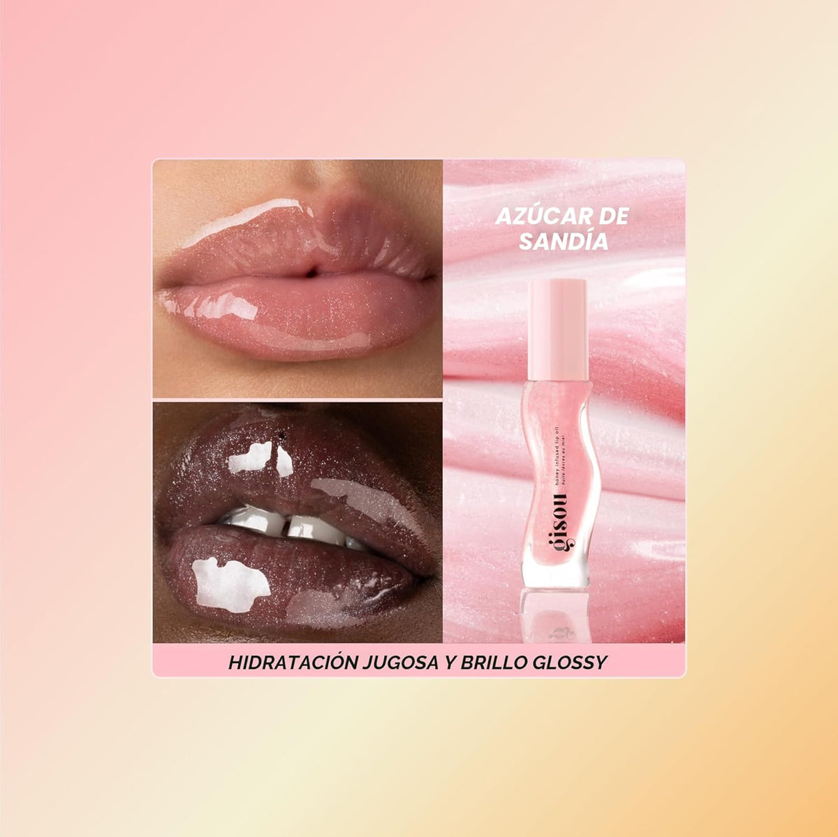 Gisou Aceite labial con infusión de miel, aceite labial hidratante...