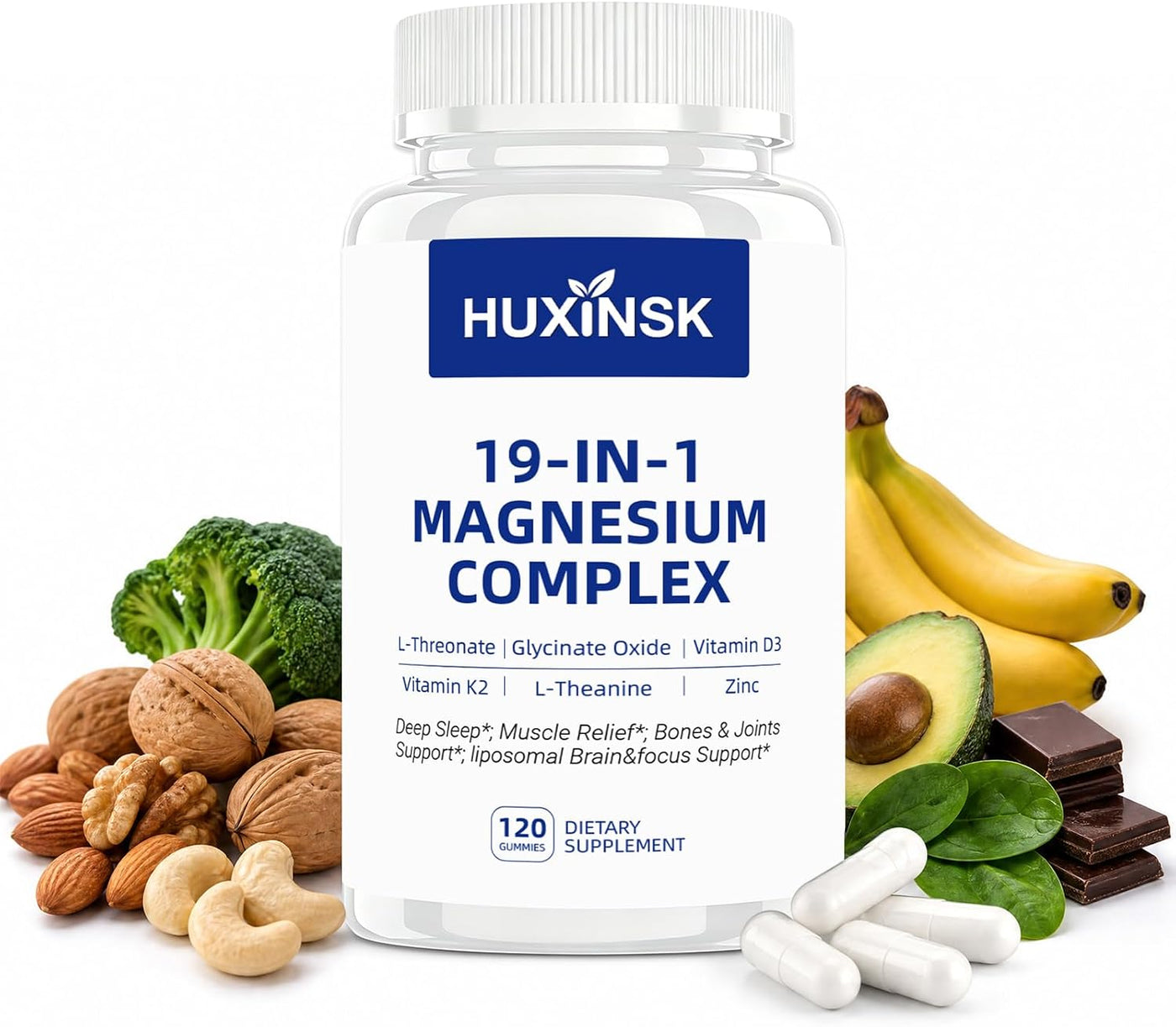 Complejo de magnesio 19 en 1 1000 mg \u2013 L-treonato, glicinato,...
