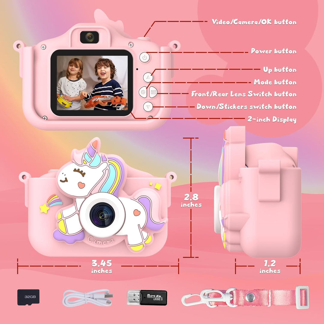 Cámara infantil para niñas, cámara HD selfie para niños pequeños, j...