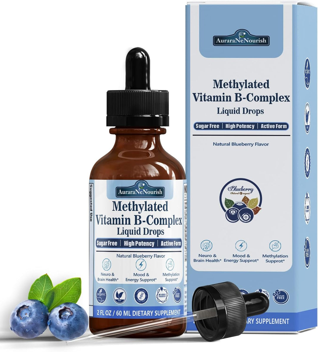 Gotas líquidas del complejo B metilado, multivitamínico completo de...