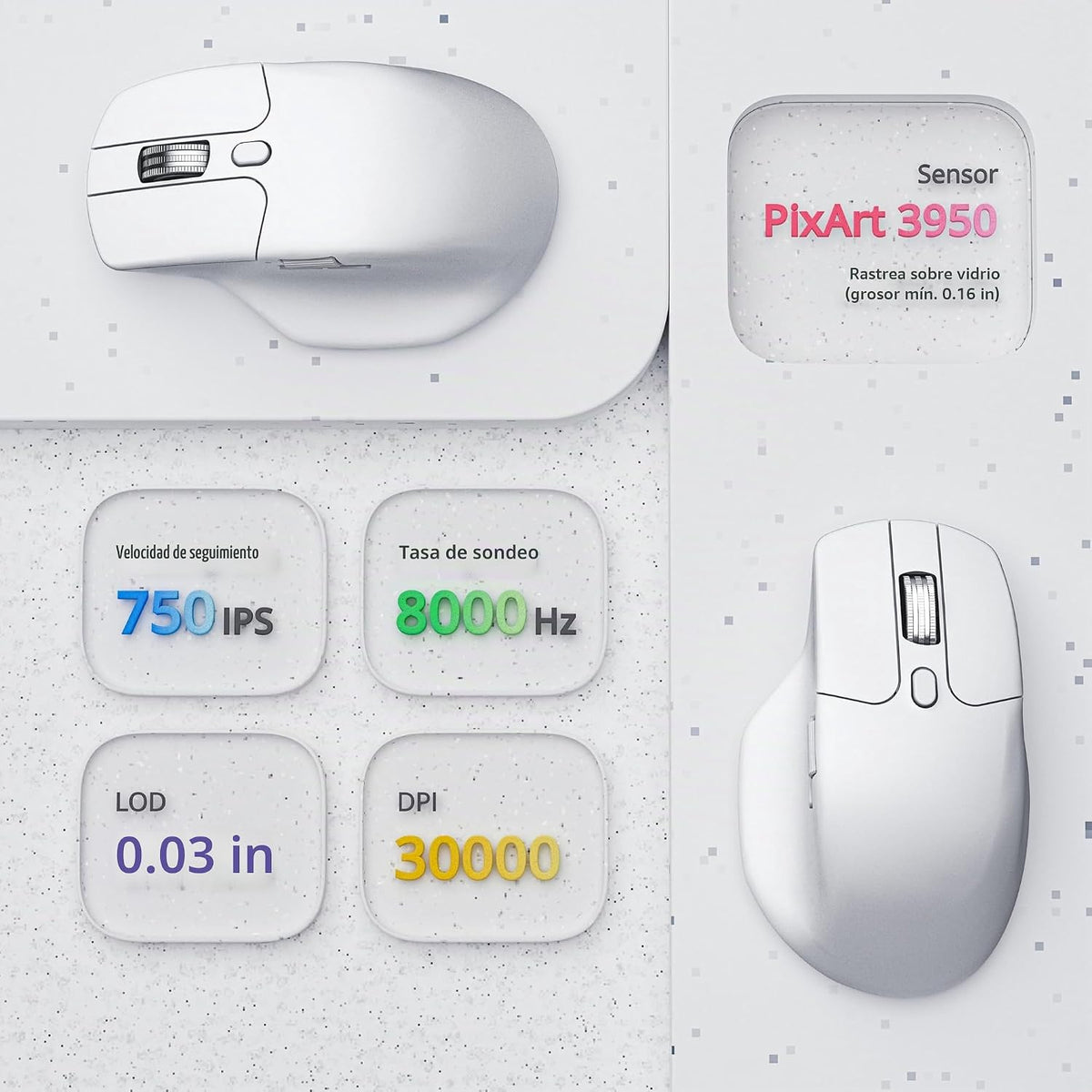 Keychron Ratón inalámbrico para juegos M6 8K, 2.4G/Bluetooth/cableado, sensor PixArt 3950, sondeo de 8000Hz, clics silenciosos, 5 perfiles de memoria integrados para Plug & Play, programable para Mac