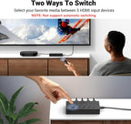 UGREEN Switch HDMI 5 en 1 Salida, 4K@60Hz, con Control Remoto, HDR, VRR, 3D, Negro