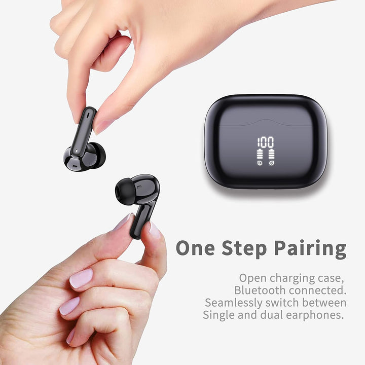 Auriculares inalámbricos, Bluetooth 5.4 con 4 micrófonos ENC con ca...