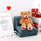 HollyHOME Peluche Oso Gigante San Valentín con Corazón Rojo para Novia y Niños, Oso de Peluche Grande 36 pulgadas Color Beige