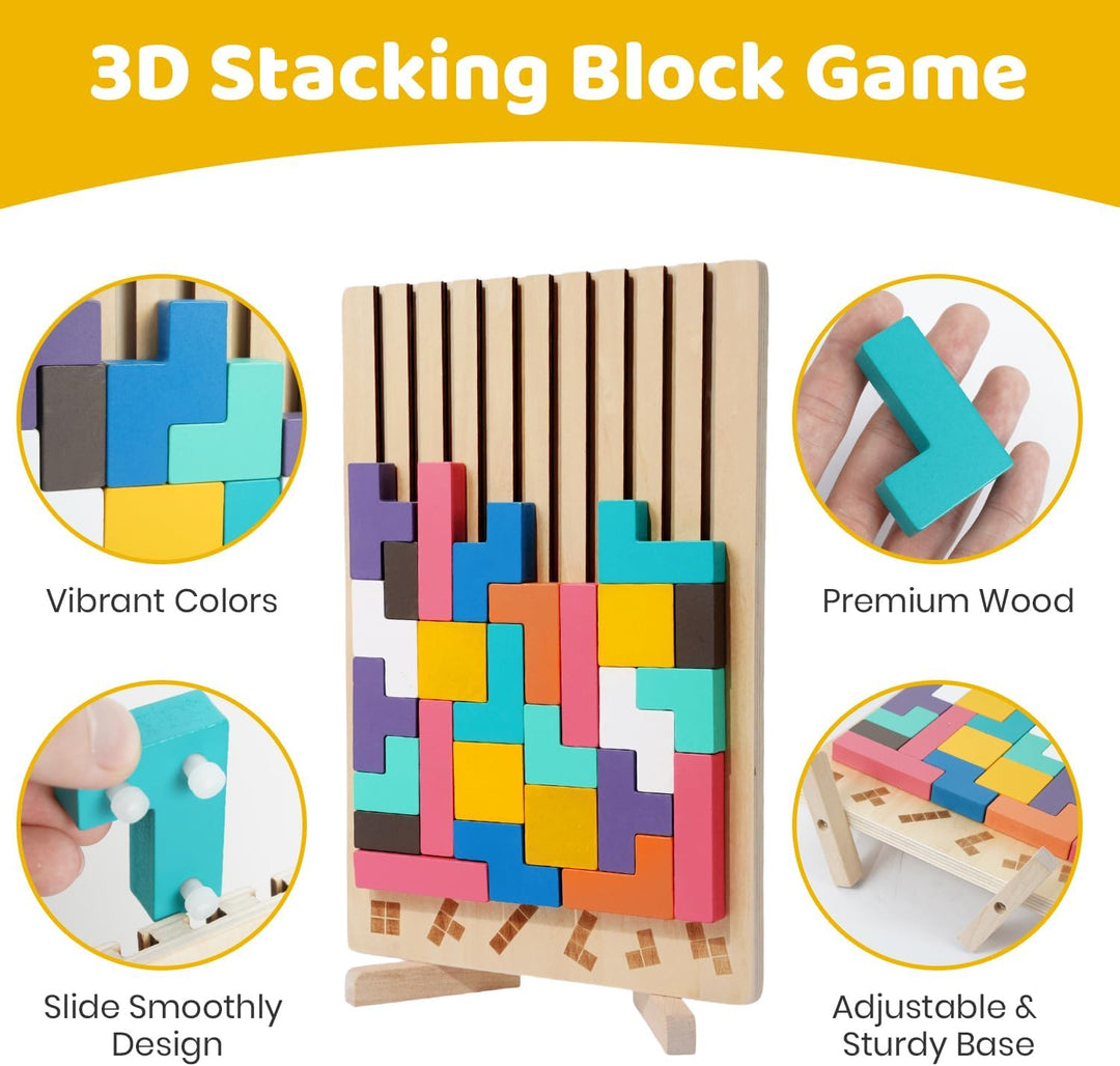 Rompecabezas de madera Montessori 3D de bloque ruso