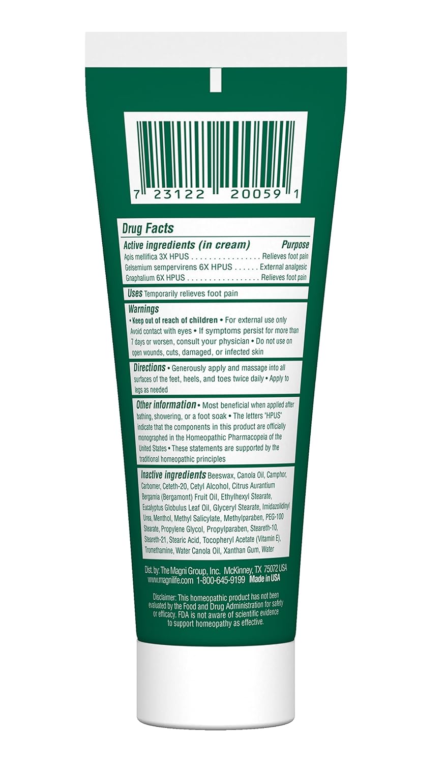 Crema para pies MagniLife DB, alivio calmante para sensaciones de a...