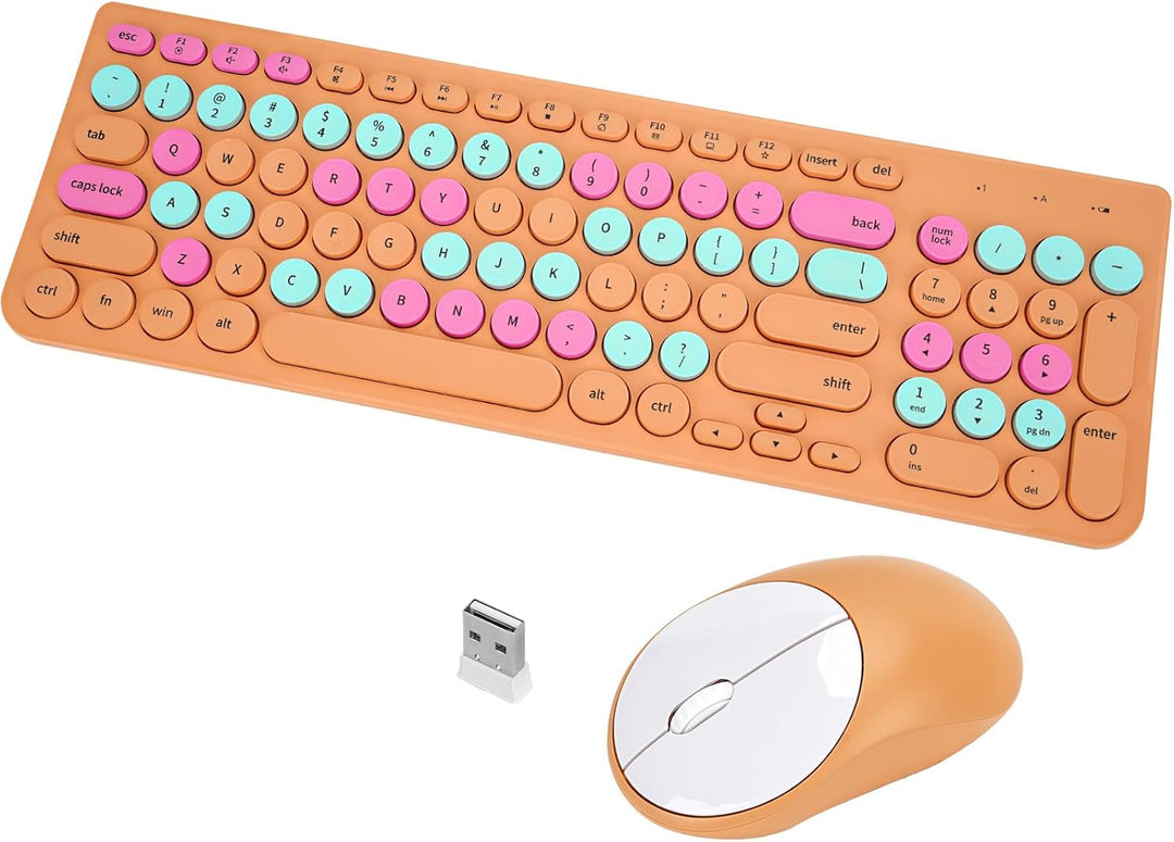 Combo de teclado y mouse inalámbricos, teclado retro de máquina de...