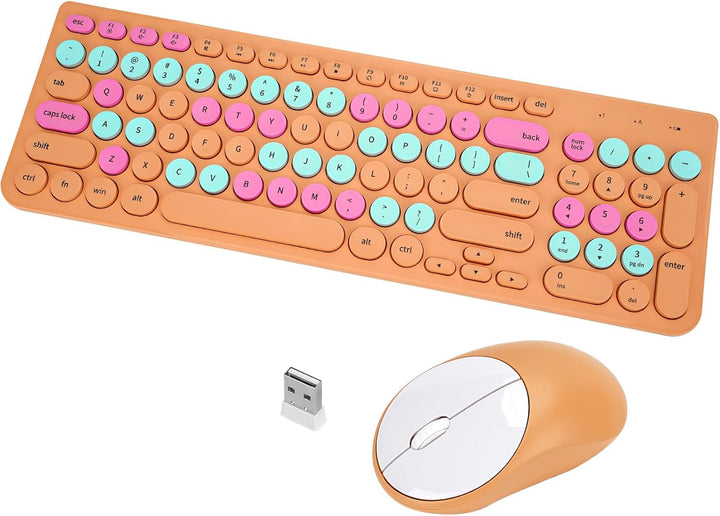 Combo de teclado y mouse inalámbricos, teclado retro de máquina de...