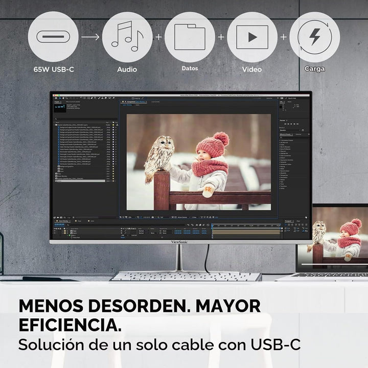 ViewSonic VX2776-4K-MHDU Monitor 4K de 27 pulgadas, IPS con USB-C d...