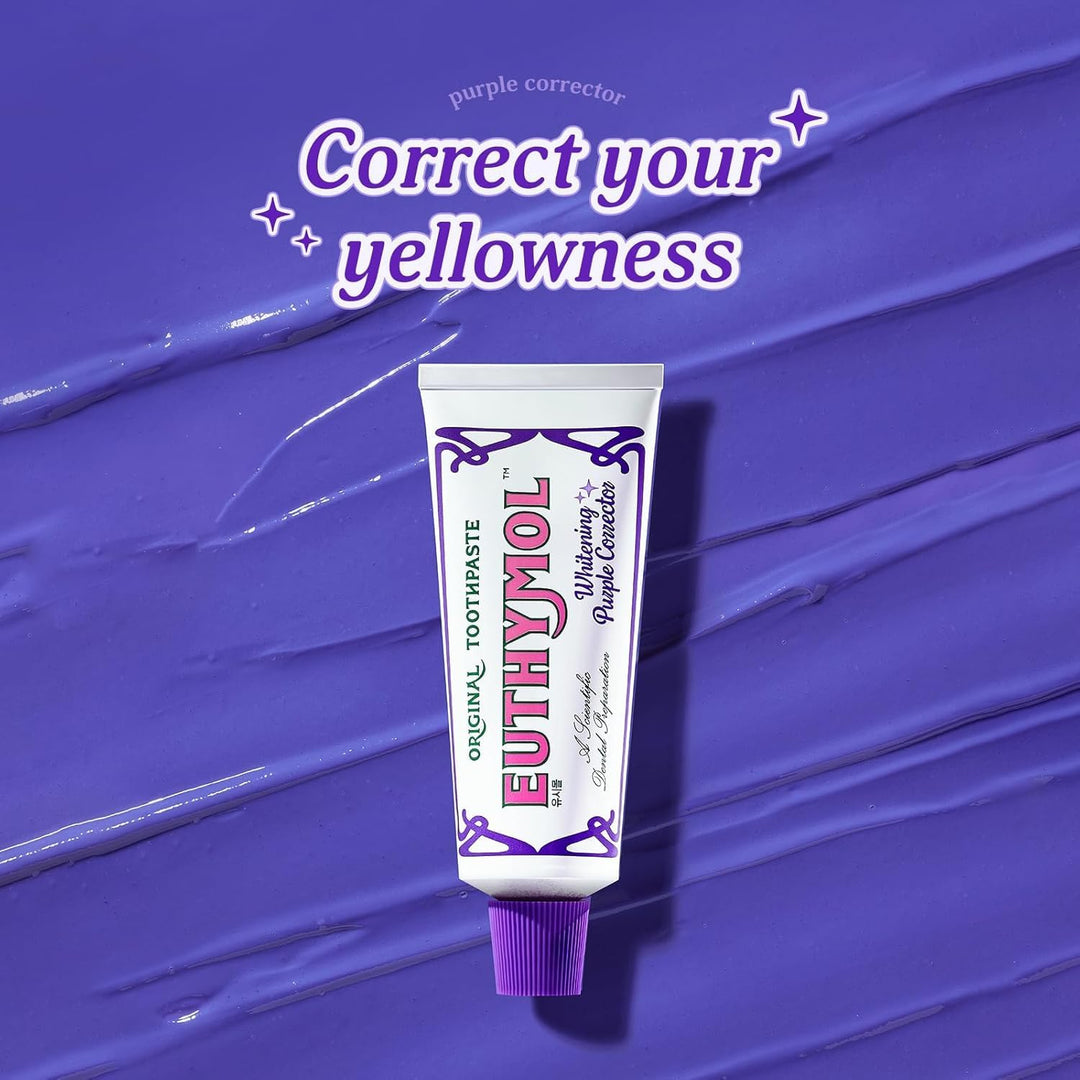 Euthymol Pasta de dientes blanqueadora morada, para dientes amarill...