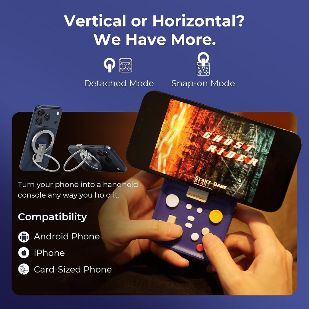 abxylute M4 - Controlador móvil para juegos a presión para Android y iPhone, Switch 1 y 2, controlador Bluetooth portátil, soporte retro de bolsillo para teléfono Arcade, doble joystick Turbo Pro