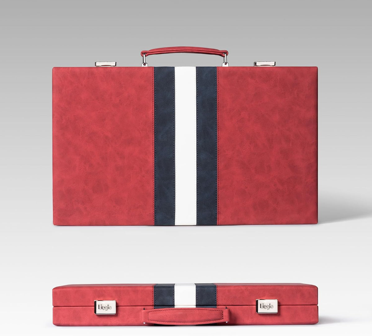 Juegos de backgammon de 15 pulgadas para adultos, tablero clásico de backgammon con dados de damas únicos, exterior de piel sintética e interior de terciopelo, juego de viaje de backgammon portátil (rojo)