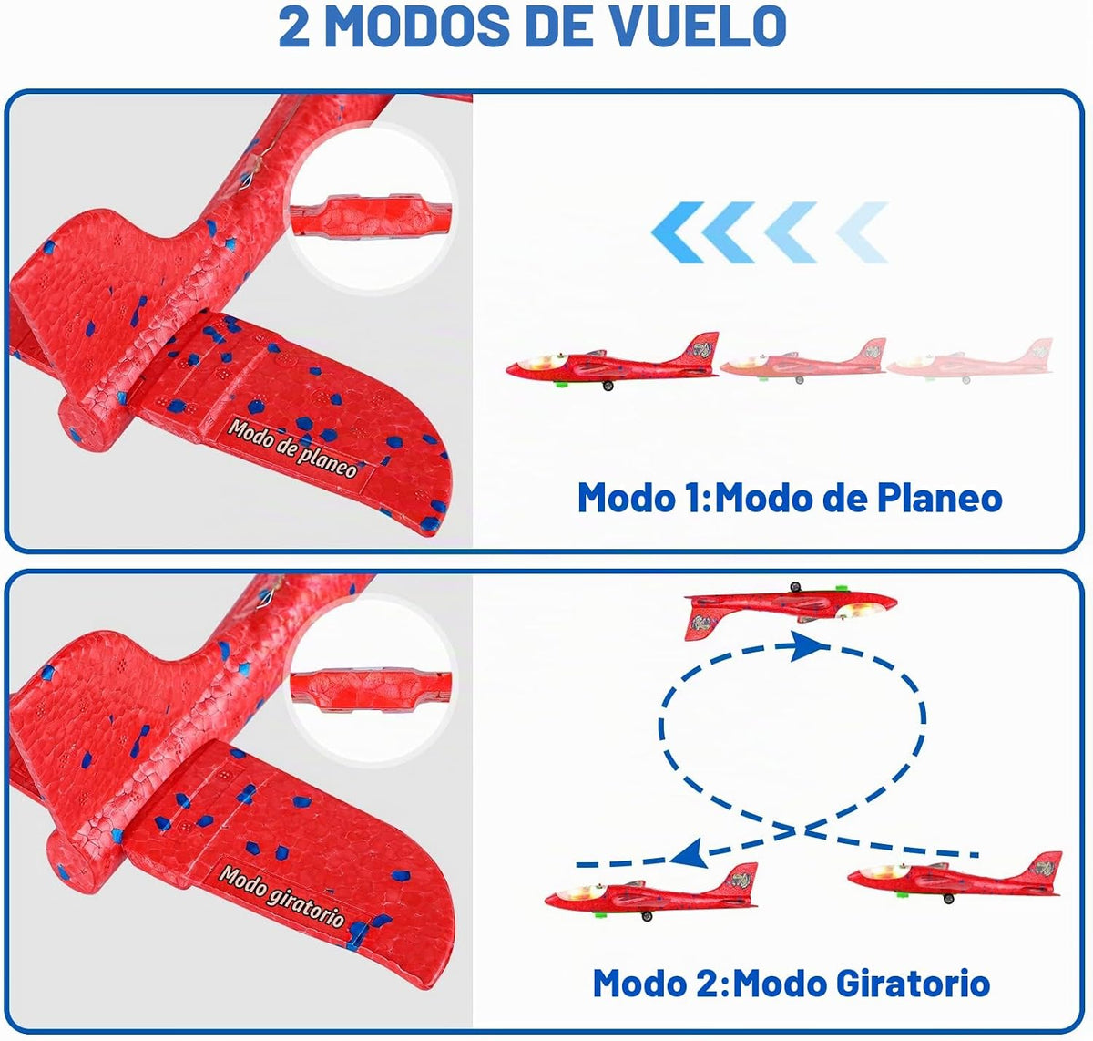 Paquete de 3 lanzadores de aviones de espuma de 12.6 pulgadas con 3 calcomanías de bricolaje, avión LED planeador, juguetes para niños y niñas de 4, 5, 6, 7, 8, 9, 10, 11, 12 años