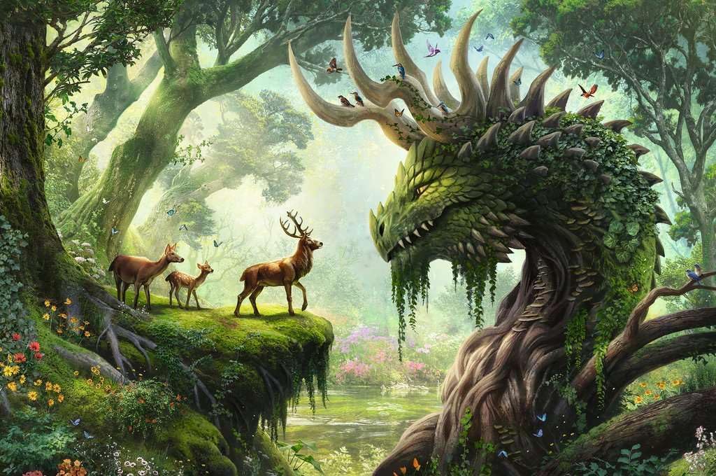 Ravensburger - El Dragón del Bosque Despierta - Rompecabezas de 3000 Piezas - Escena Fantástica y Mítica en Detalles Impresionantes y Audaces - Enmarcable - Calidad Premium - Rompecabezas para Adultos