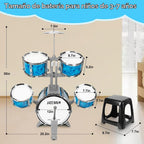 Juego de batería para niños de 5 piezas para niños pequeños de 3 a 5 años, juego de batería para niños pequeños de 5 a 7 años, juguetes de instrumentos musicales, juguetes de percusión, cumpleaños para niños de 3, 4, 5, 6, 7, 8 años, niños y niñas