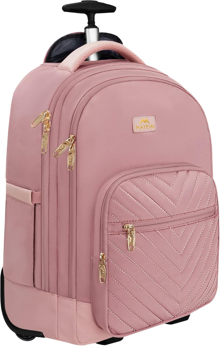 MATEIN Mochila con ruedas para mujer, mochila de viaje para laptop...