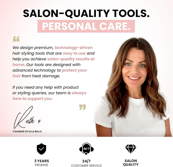 ELLA BELLA® - Secador de pelo iónico profesional con difusor \u2022...