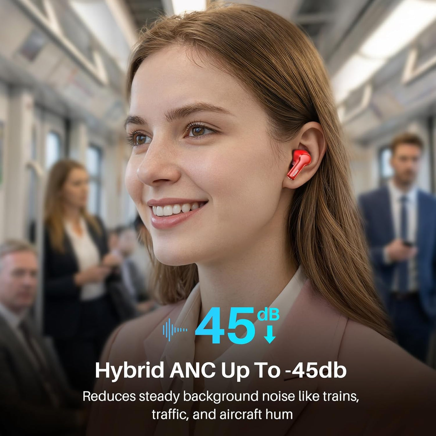 TOZO Auriculares inalámbricos híbridos con cancelación activa de ru...
