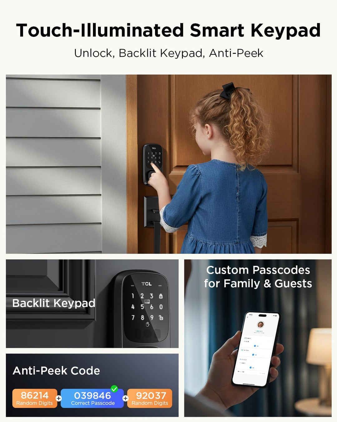 TCL Smart Lock D1 Pro, cerradura de puerta con reconocimiento de ve...