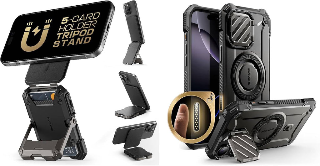 SUPCASE Paquete para iPhone 16 Pro Max Case MagXT y MagSafe Wallet (negro)